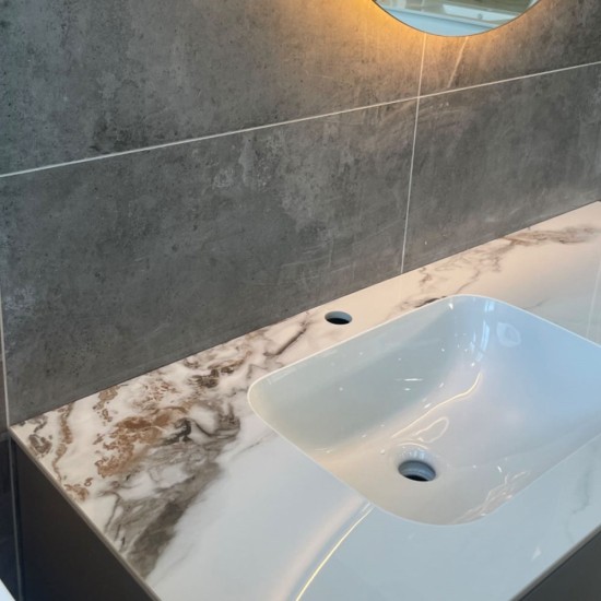 900mm Green Plywood Wall Hung Vanity with Marble Basin 900mm Green Plywood Wall Hung Vanity with Marble Basin
